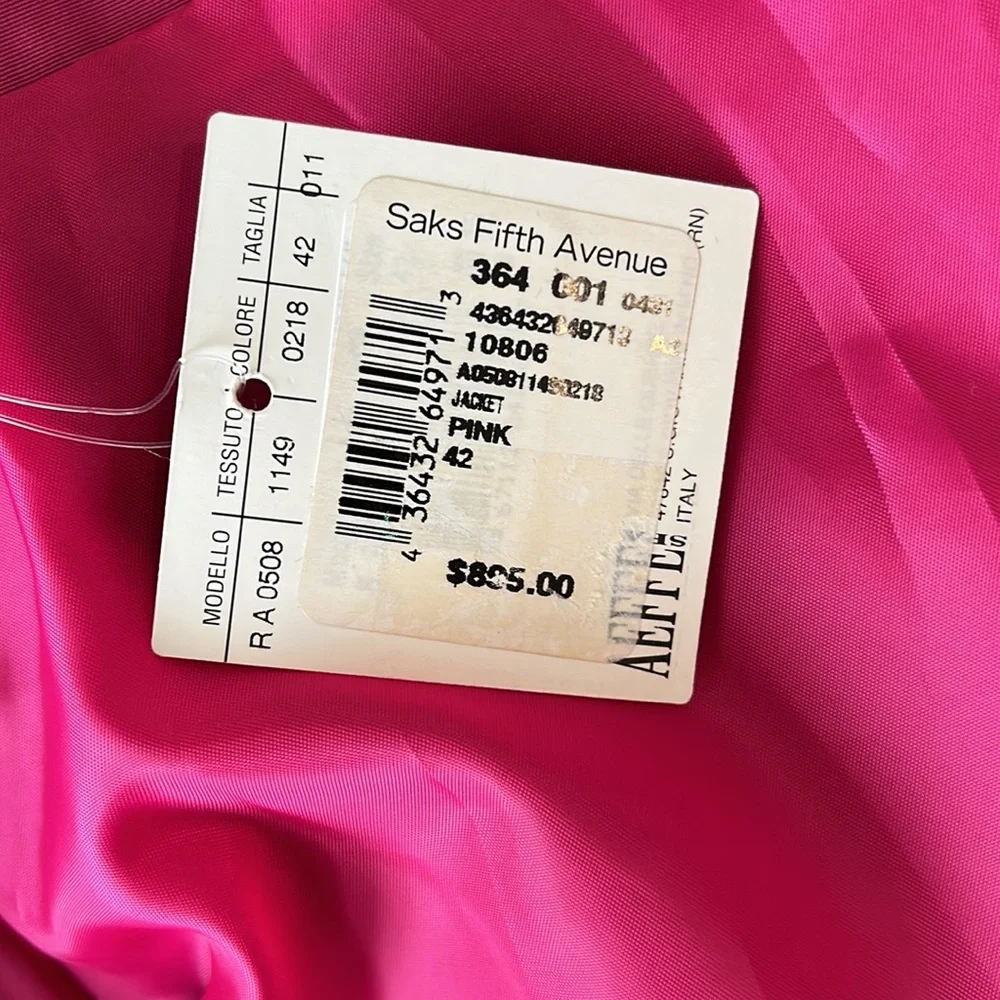 NWT Moschino Rare Vintage Pink Silk Blend Bow Crop Blazer - 42 - 8 US